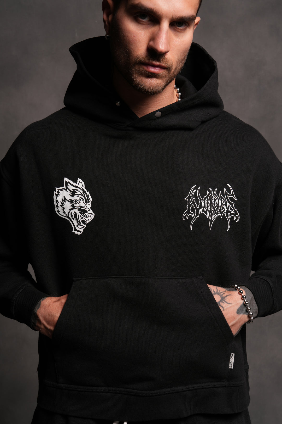 Wolf Hesh FRVR "Grunge" Box Cut Hoodie in Black