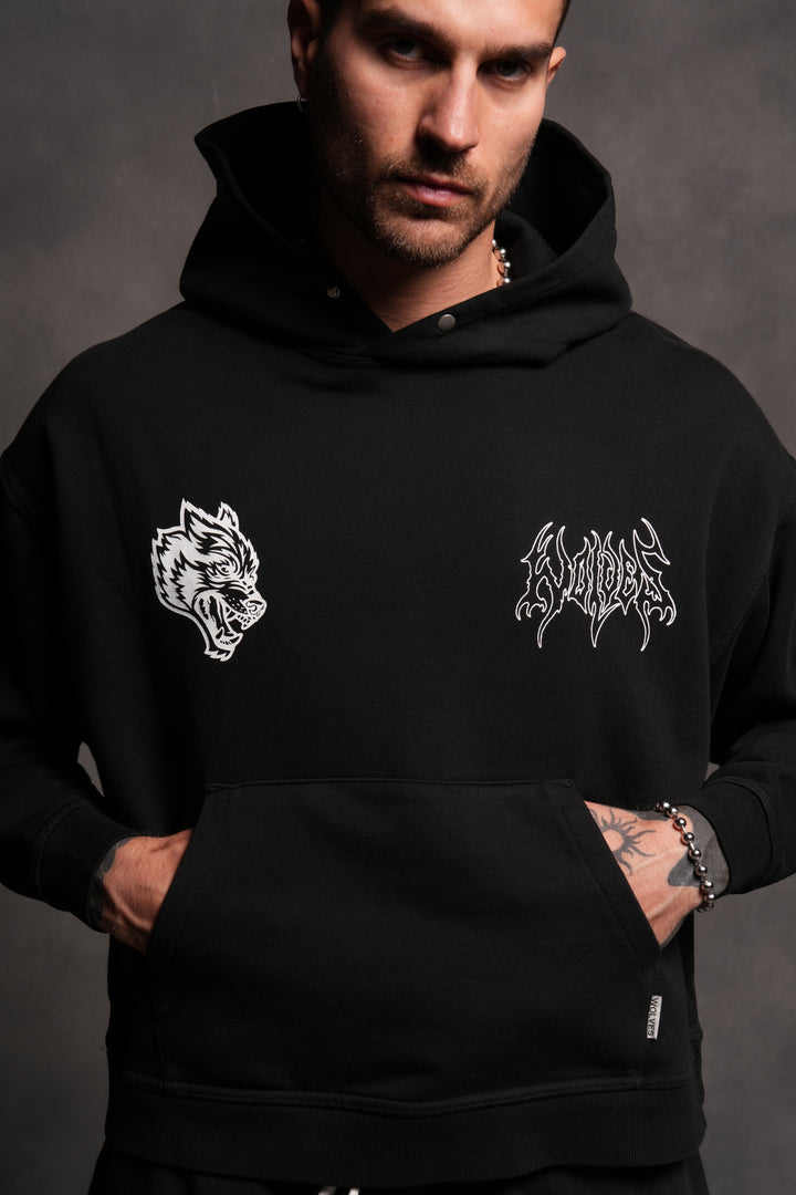 Wolf Hesh FRVR "Grunge" Box Cut Hoodie in Black