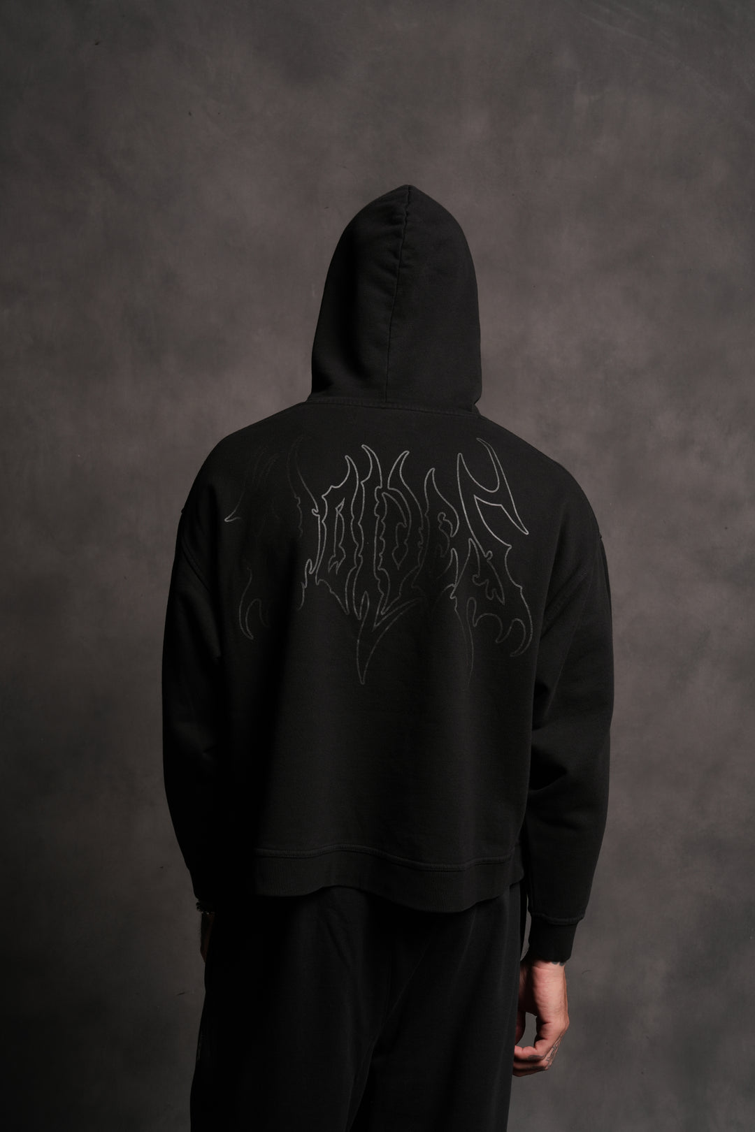 Wolf Hesh FRVR "Grunge" Box Cut Hoodie in Black