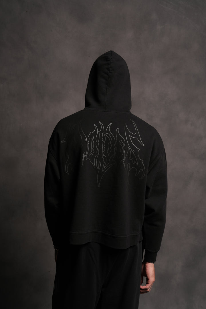 Wolf Hesh FRVR "Grunge" Box Cut Hoodie in Black