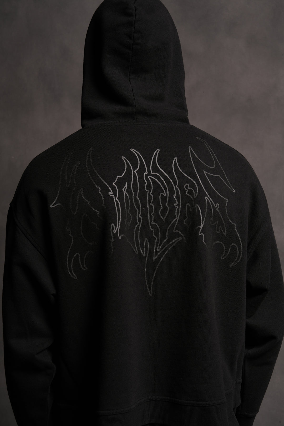 Wolf Hesh FRVR "Grunge" Box Cut Hoodie in Black