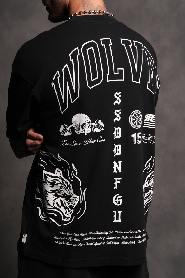 Fired Up "Premium" Oversized Tee in Black