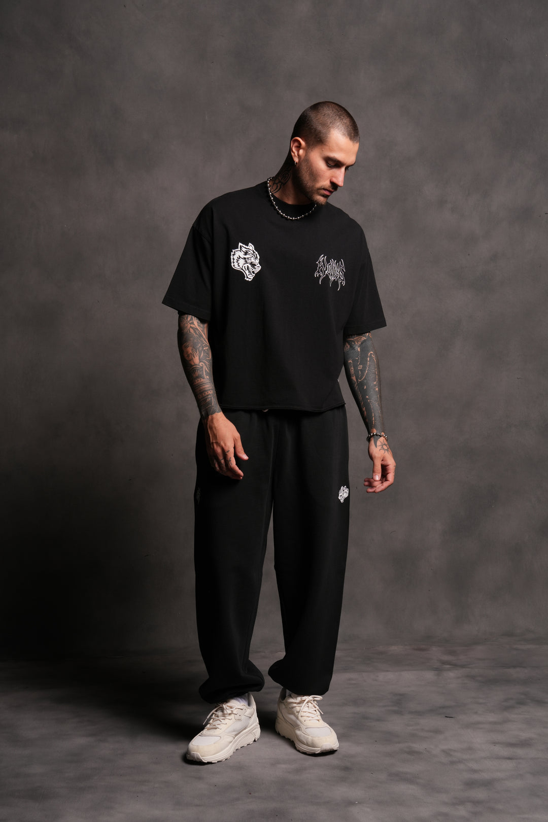 Wolves Hesh FRVR Grunge Raw Hem "Box Cut" Tee in Black