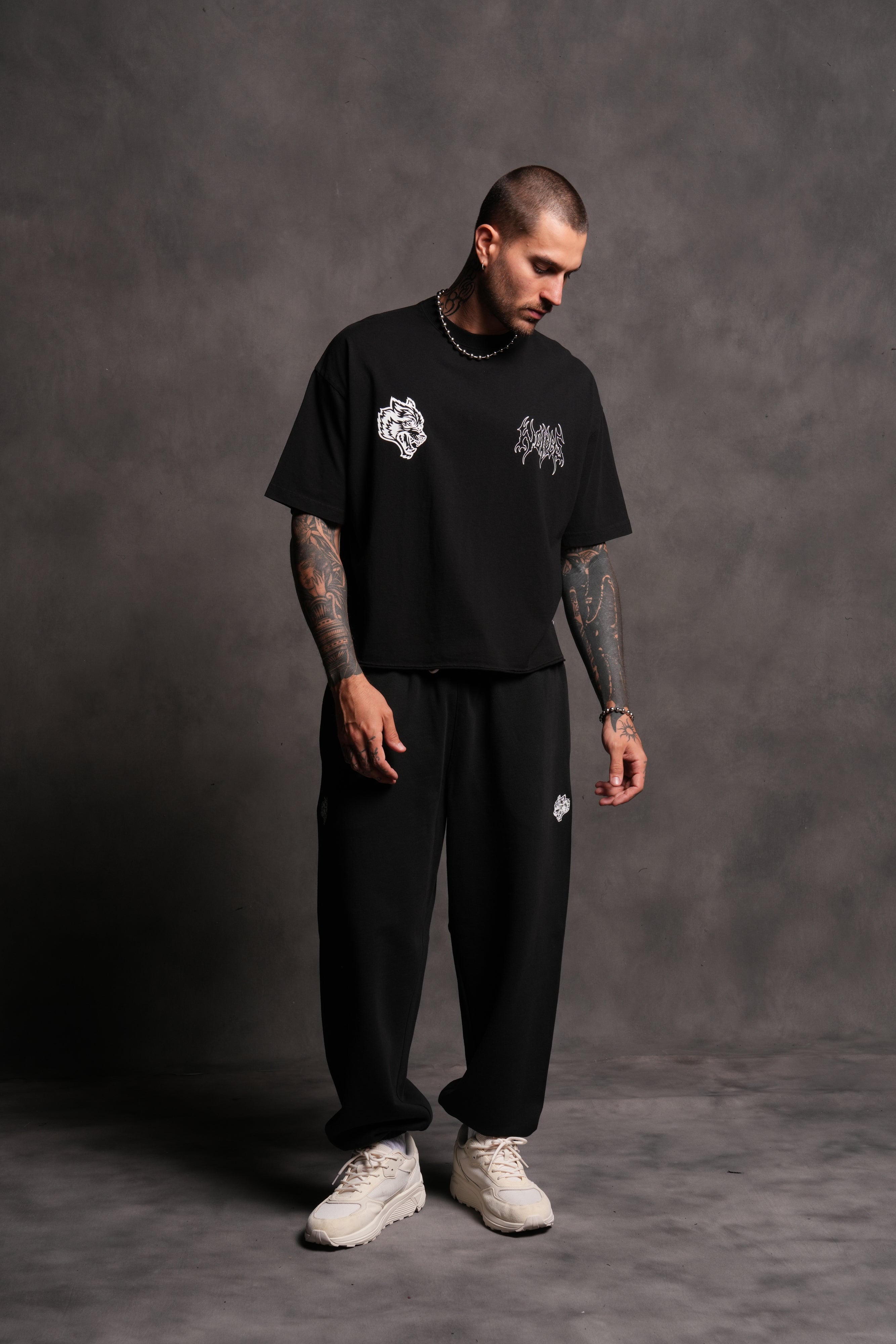 Wolves Hesh FRVR Grunge Raw Hem "Box Cut" Tee in Black