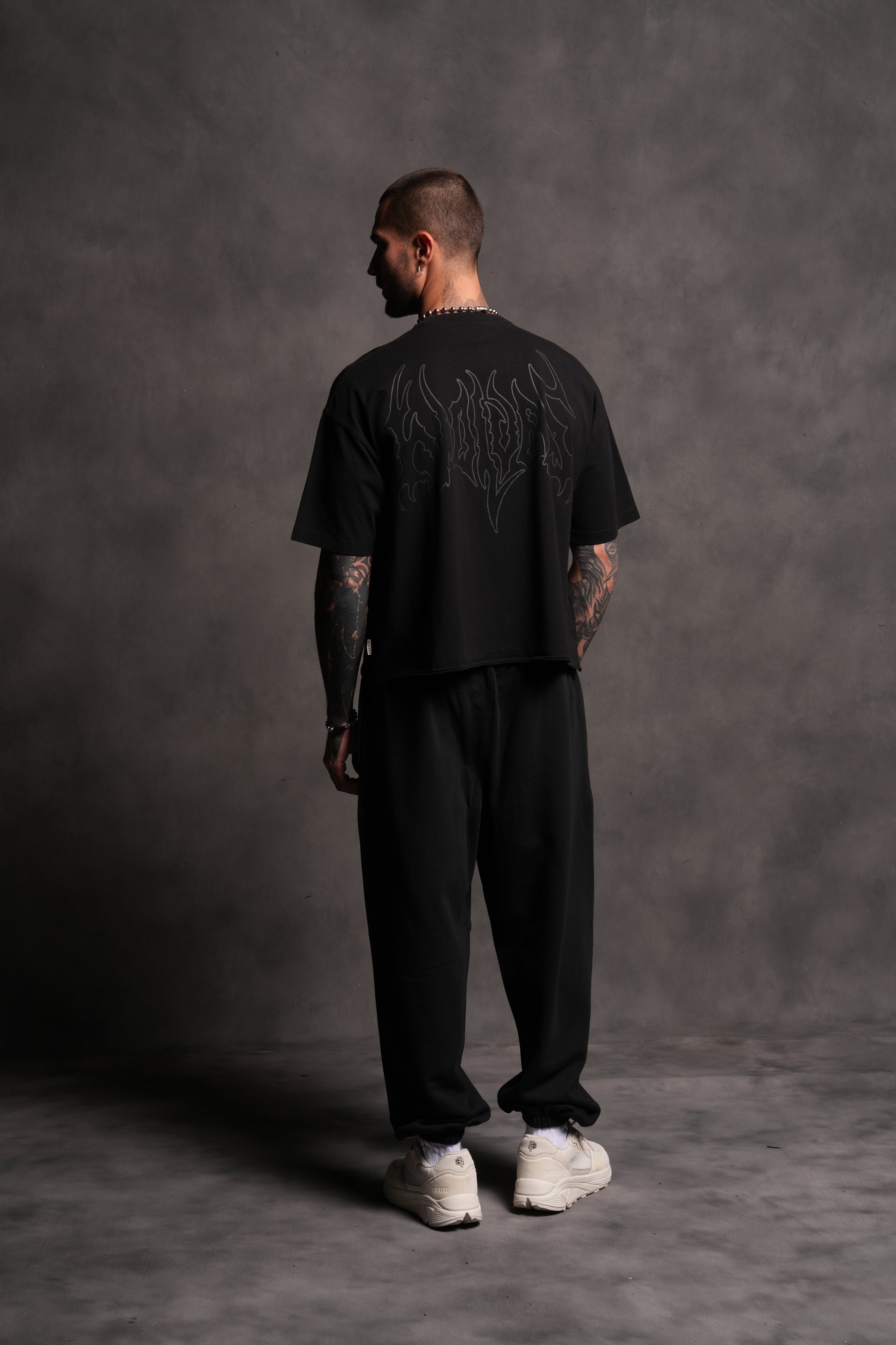 Wolves Hesh FRVR Grunge Raw Hem "Box Cut" Tee in Black