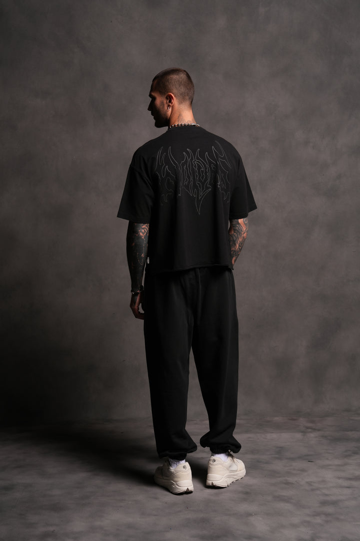 Wolves Hesh FRVR Grunge Raw Hem "Box Cut" Tee in Black