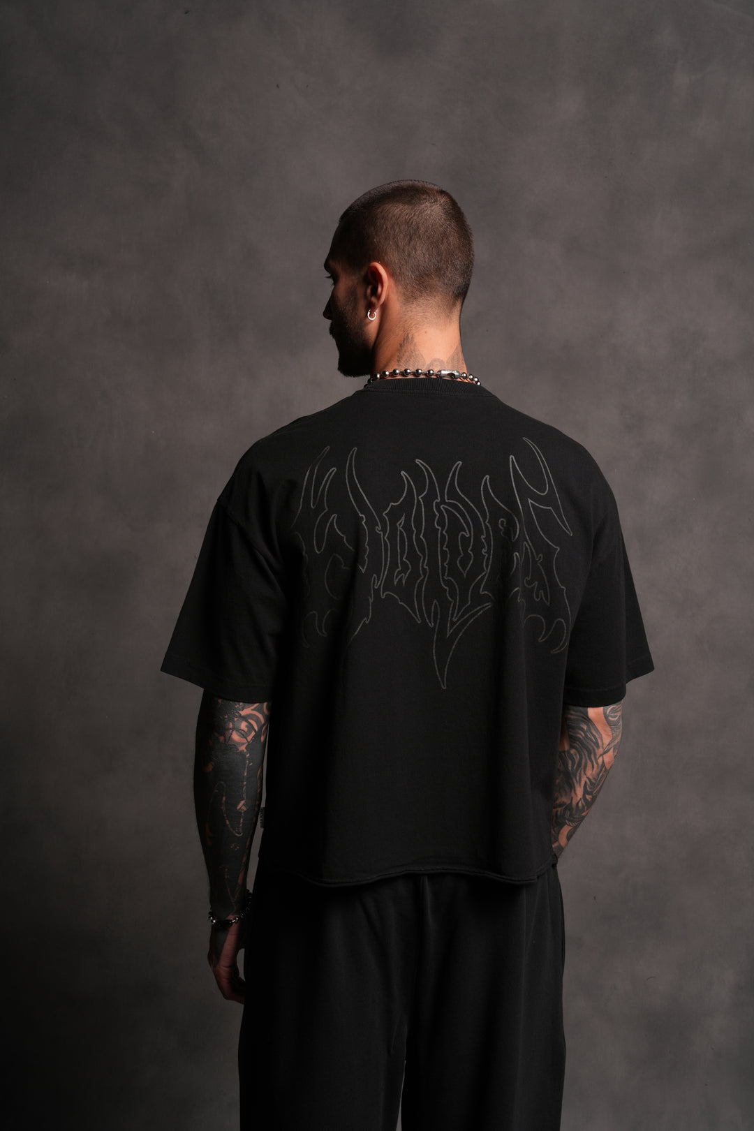 Wolves Hesh FRVR Grunge Raw Hem "Box Cut" Tee in Black