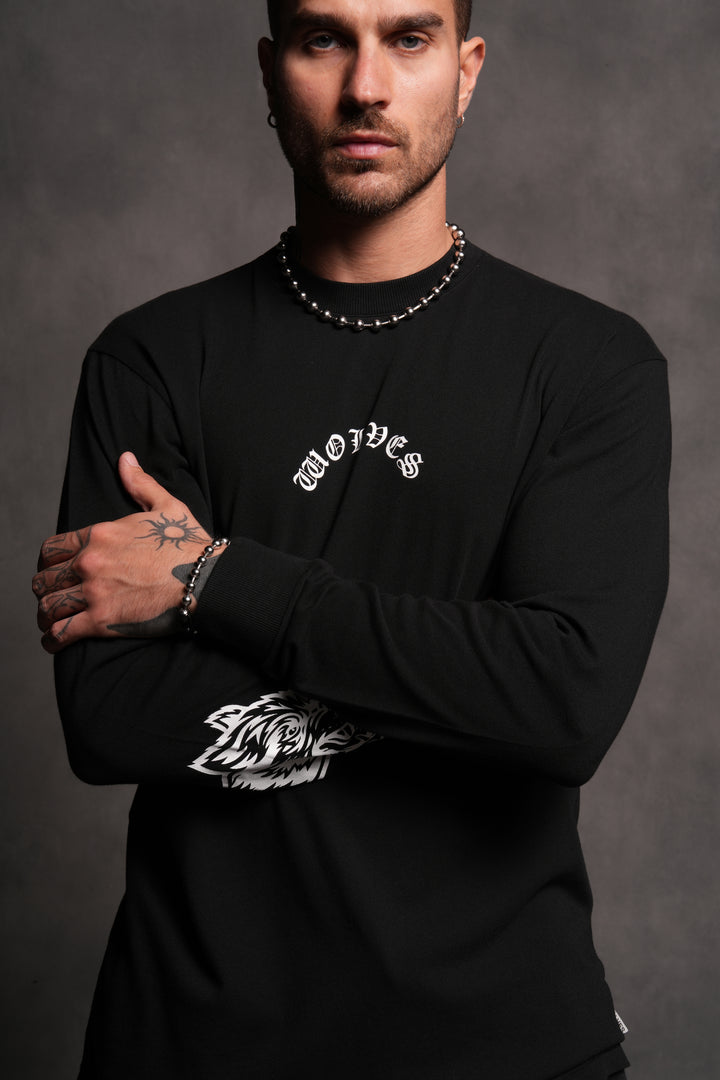 Wolf Chopper "Premium" L/S Tee in Black