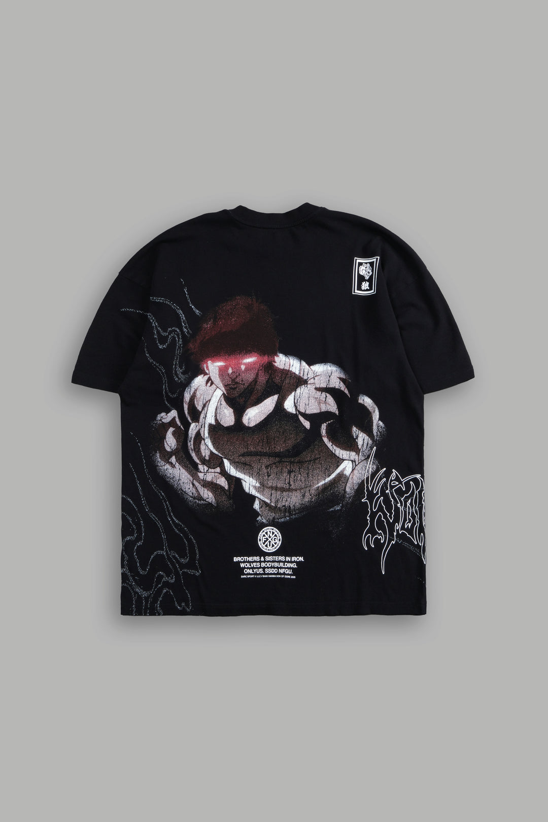 Baki Hanma "Side By Side" Series Premium Oversized Tee in Black