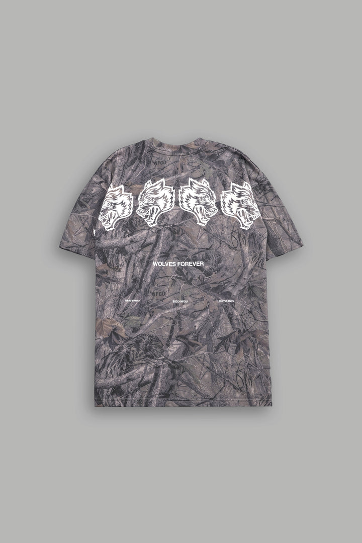 Wolves Have Your Back "Premium" Oversized Unisex Tee in Driftwood Wolf Forest Camo