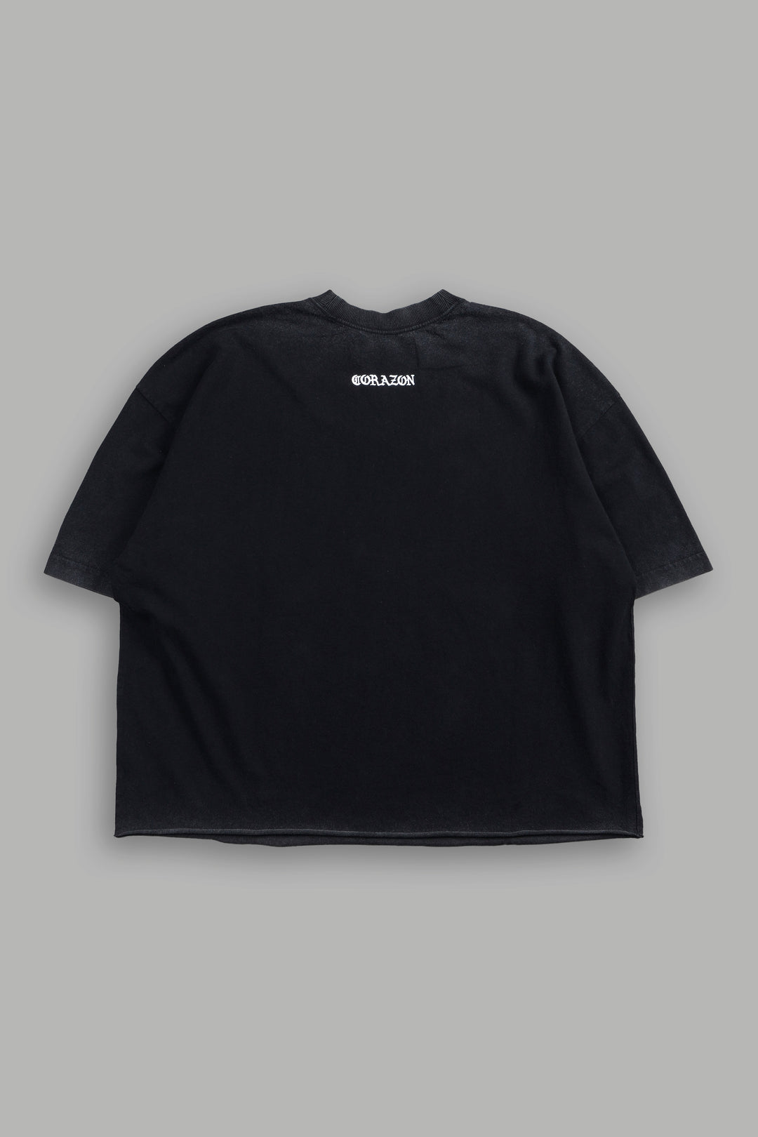 El Rosario Grunge Raw Hem Box Cut Tee In Black