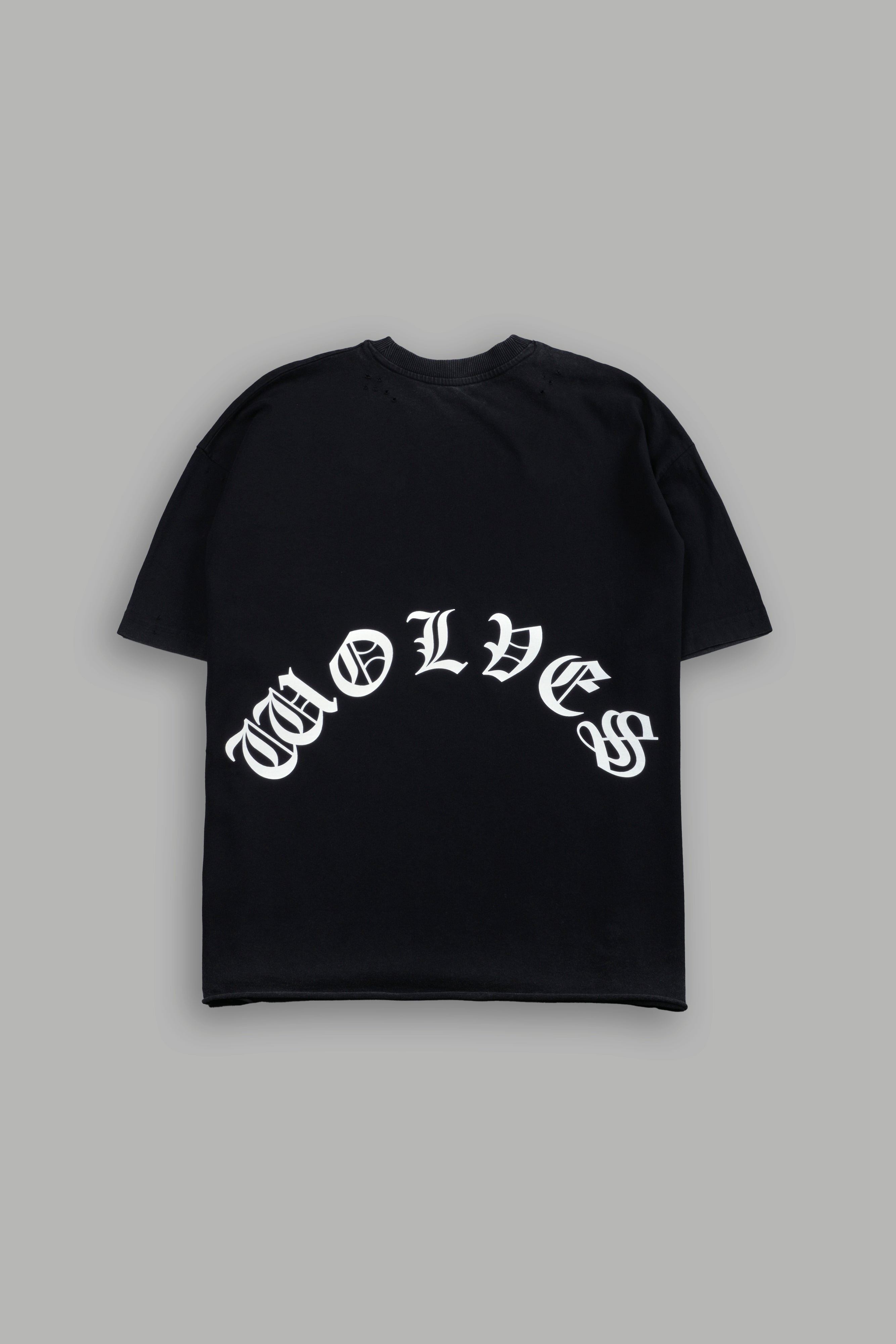 Dark Order Distressed Grunge Mid Length Raw Hem Tee V2 in Black