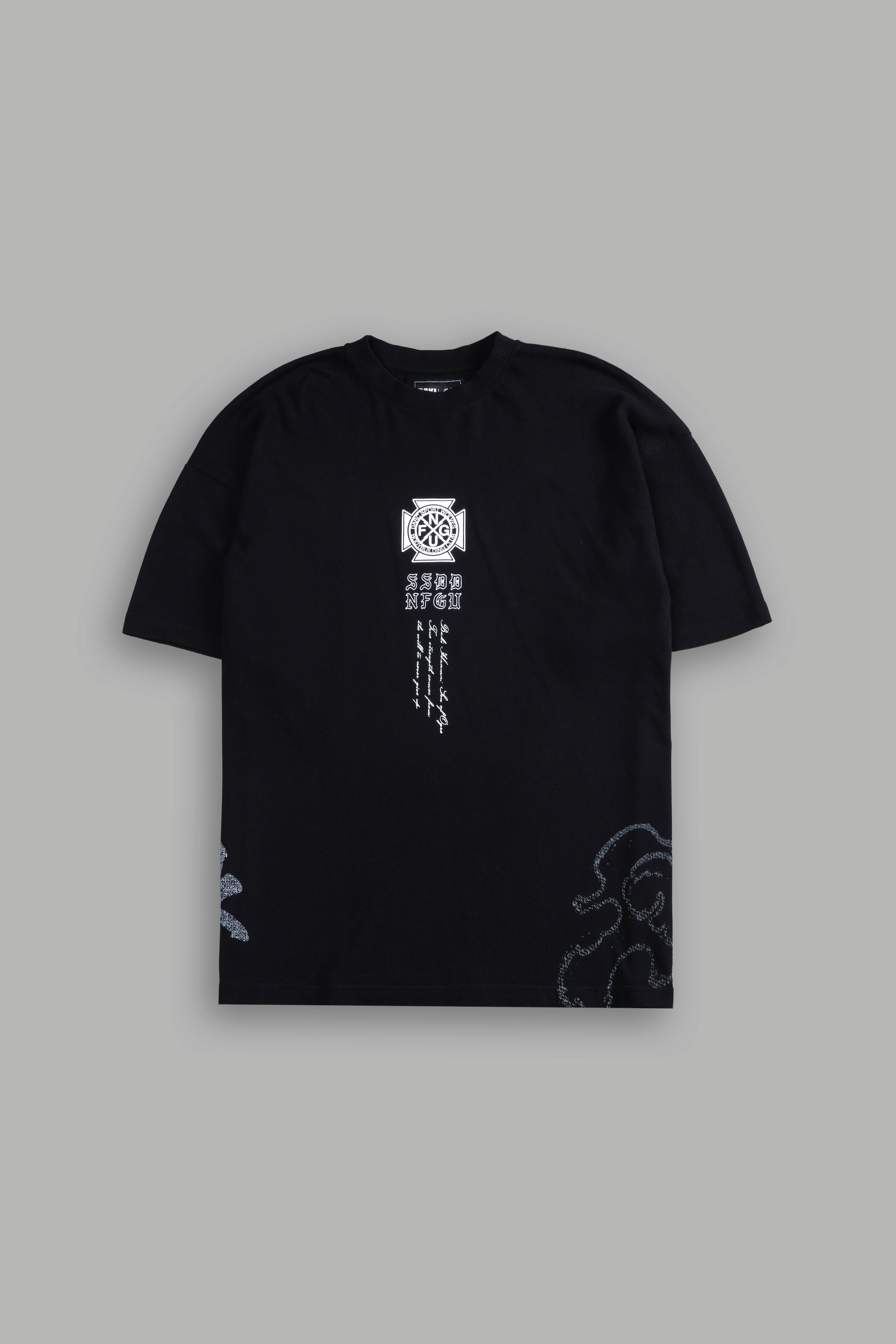 Jack Hanma "Side By Side" Series Premium Oversized Tee in Black