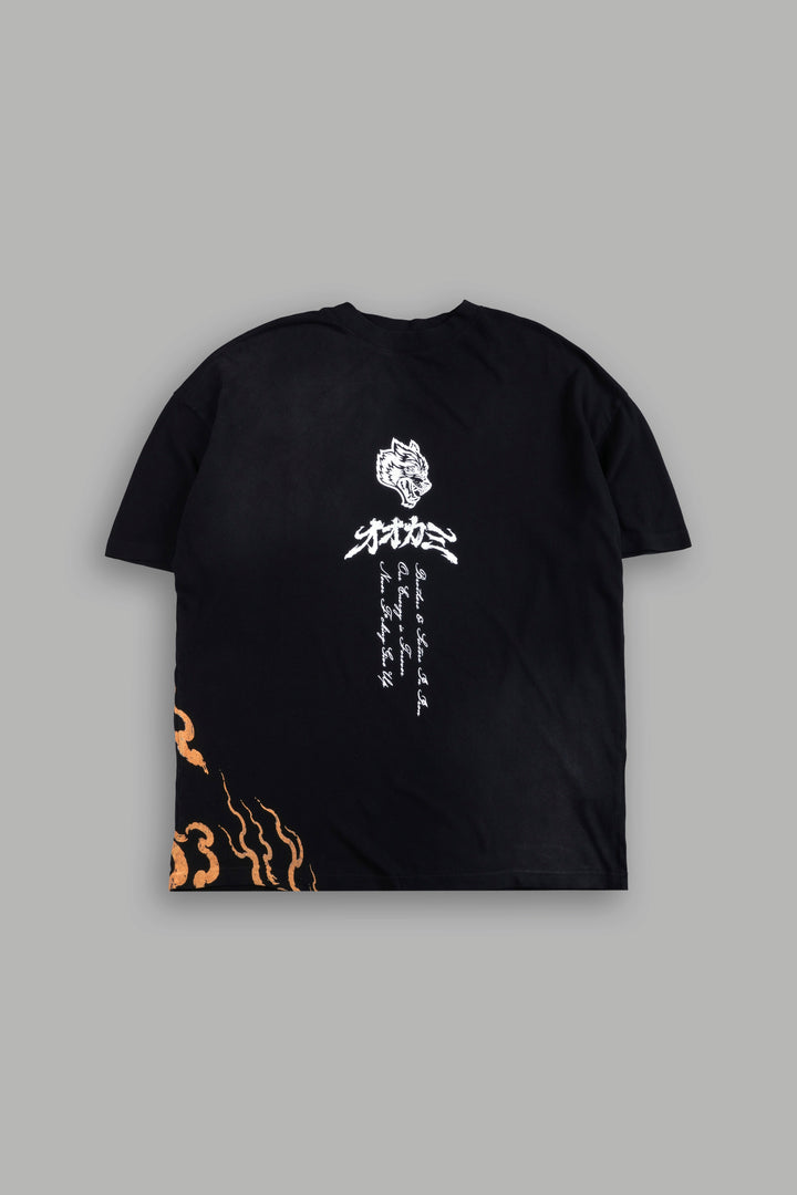 Darc Yokai Premium Oversized Tee in Black Sun Fade