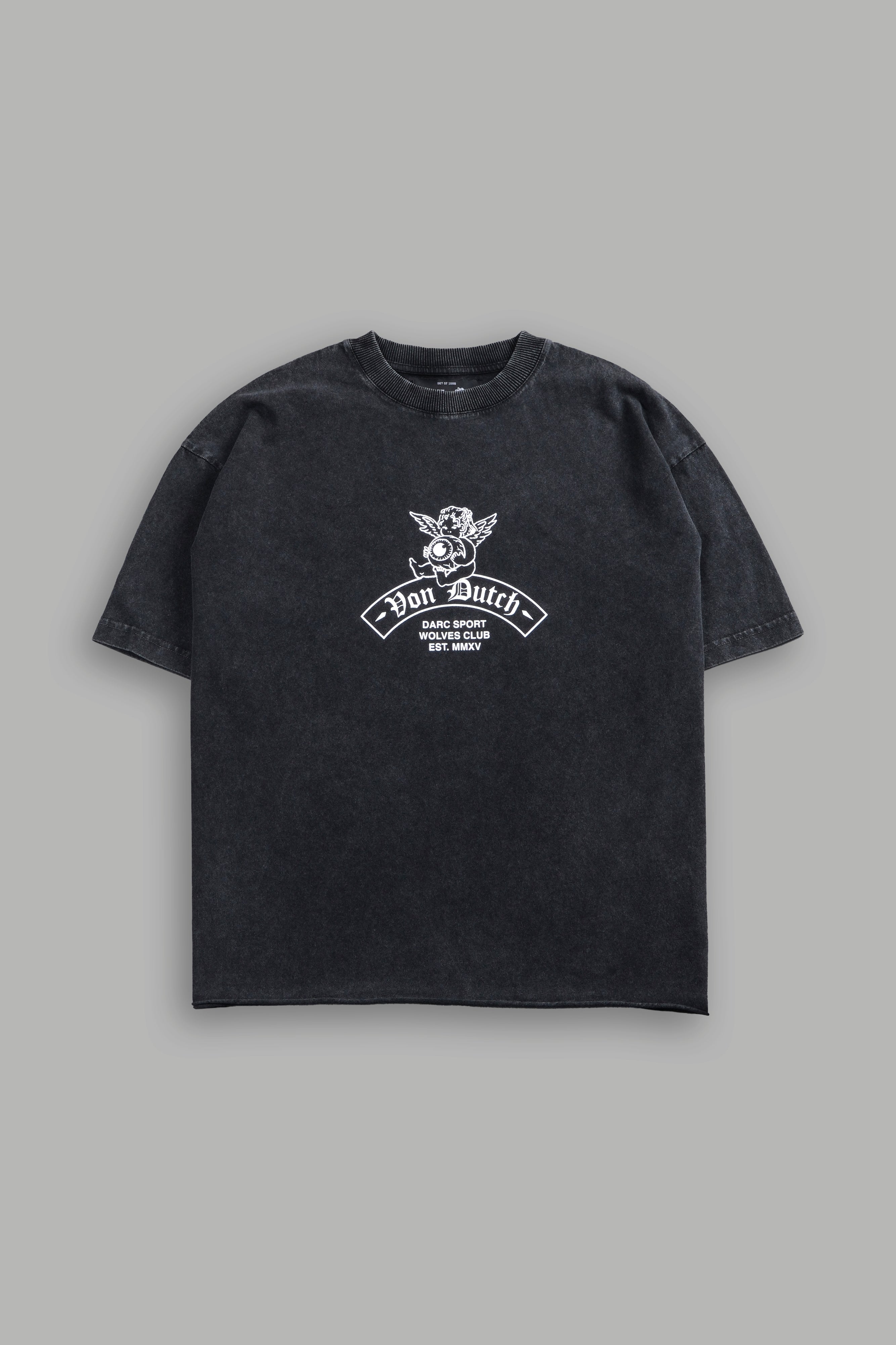 Darc Covenant Grunge Mid-Length Raw Hem Tee in Black