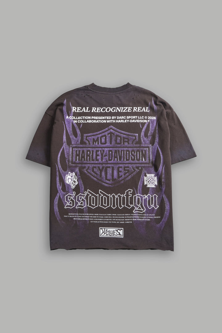 Ride Forever Distressed Grunge Mid-Length Raw Hem Tee in Darc Brown Drift Wash