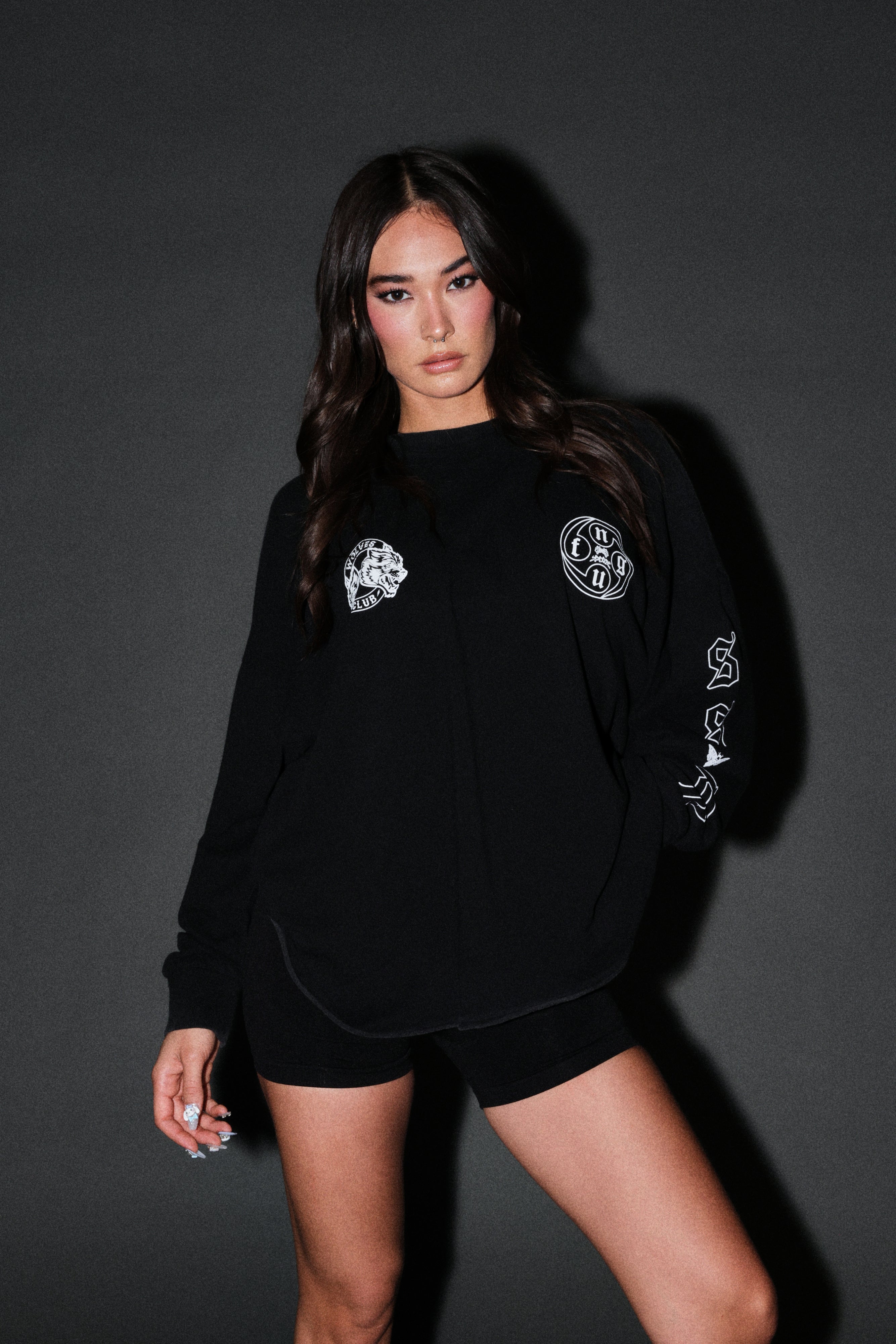 Kazoku Okami Premium Box Cut Ls Tee in Black
