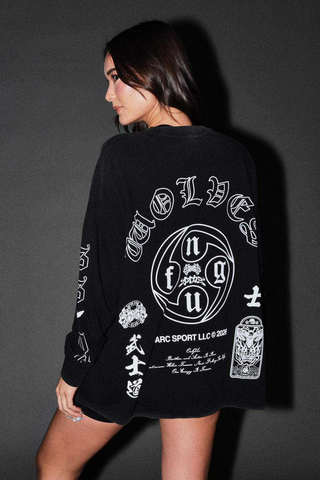 Kazoku Okami Premium Box Cut Ls Tee in Black