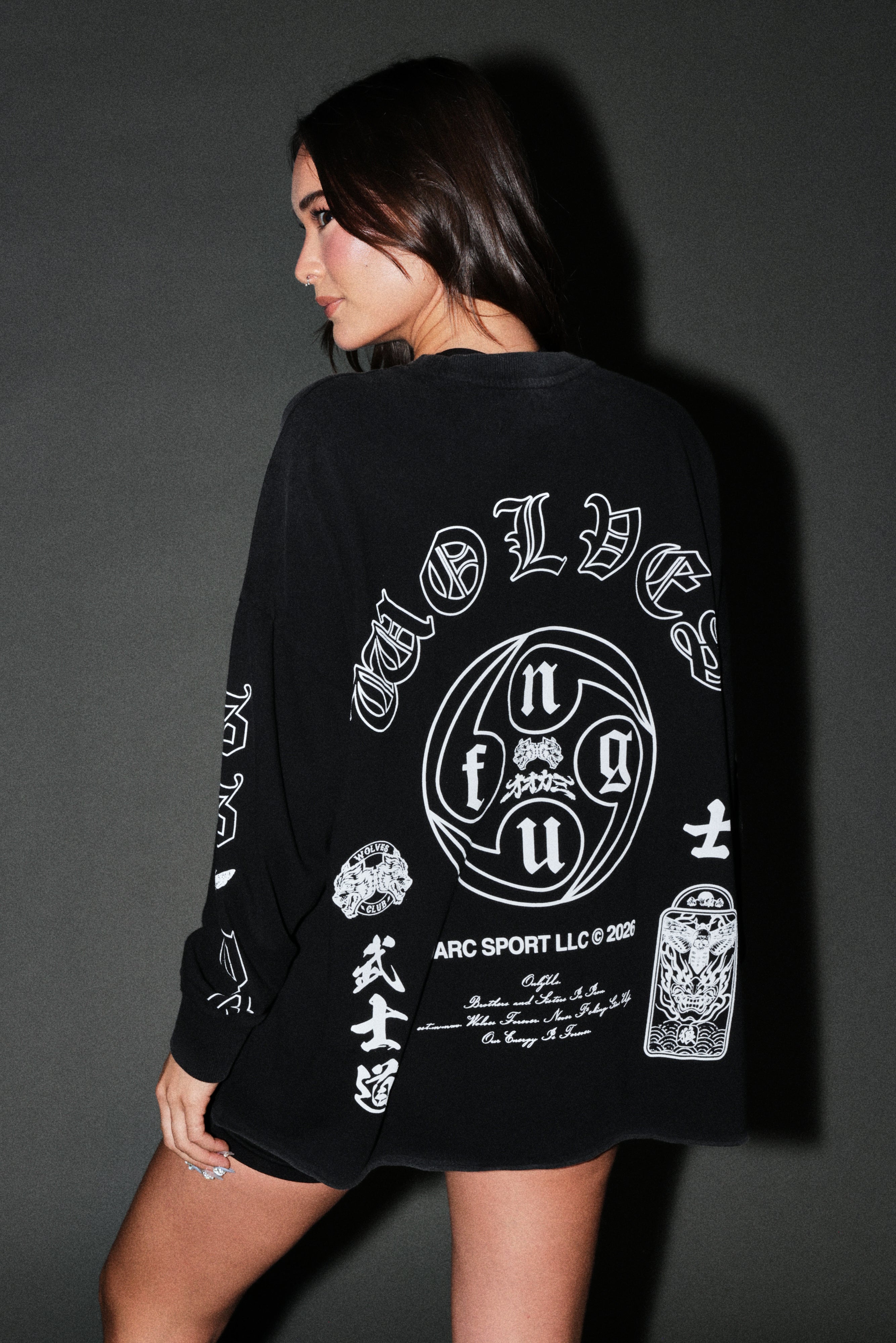 Kazoku Okami Premium Box Cut Ls Tee in Black