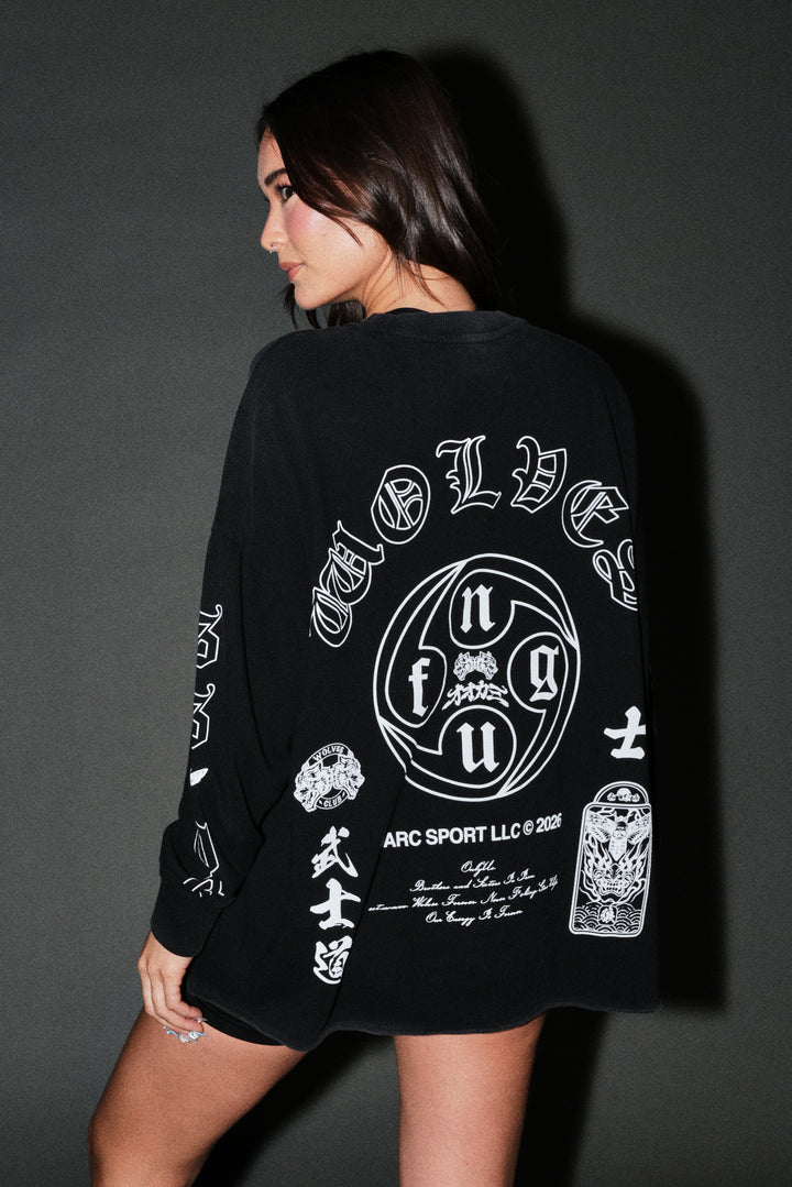 Kazoku Okami Premium Box Cut Ls Tee in Black