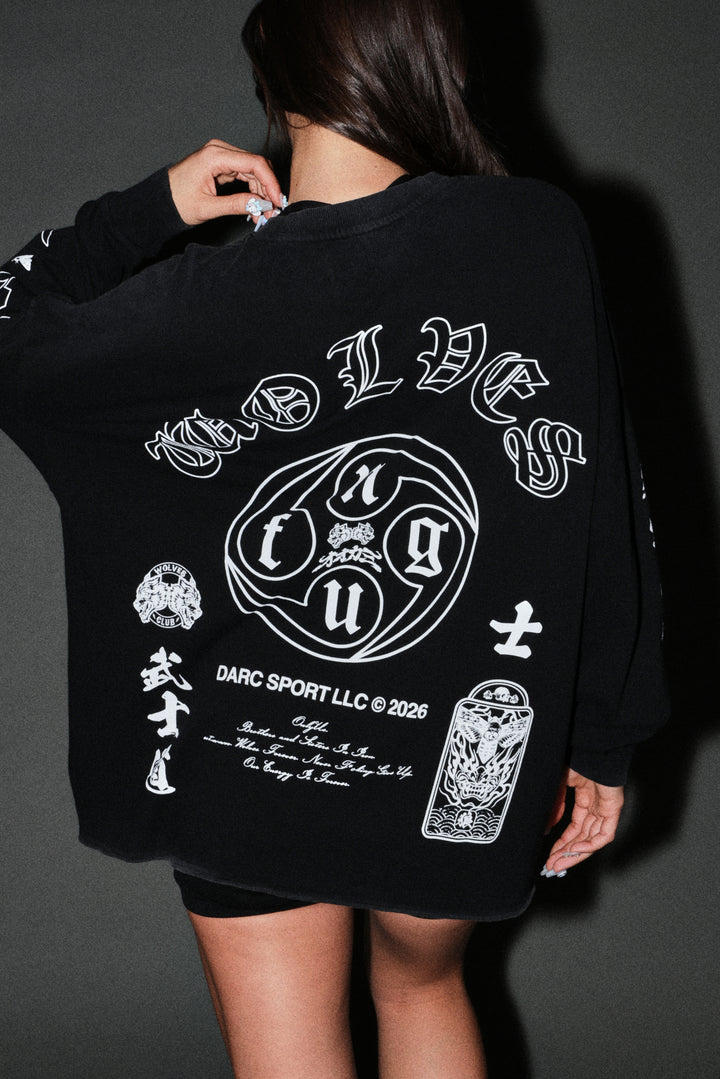 Kazoku Okami Premium Box Cut Ls Tee in Black