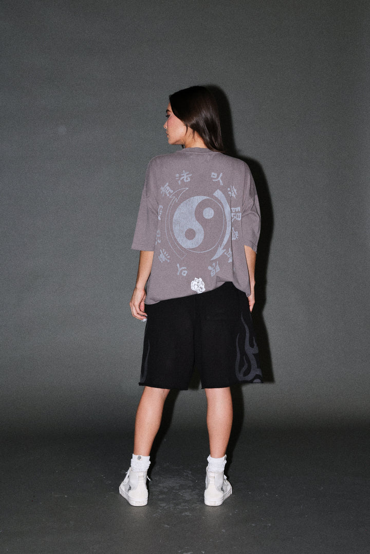 Bruce Lee Forever Distressed Grunge Box Cut Tee V2 in Slate Gray