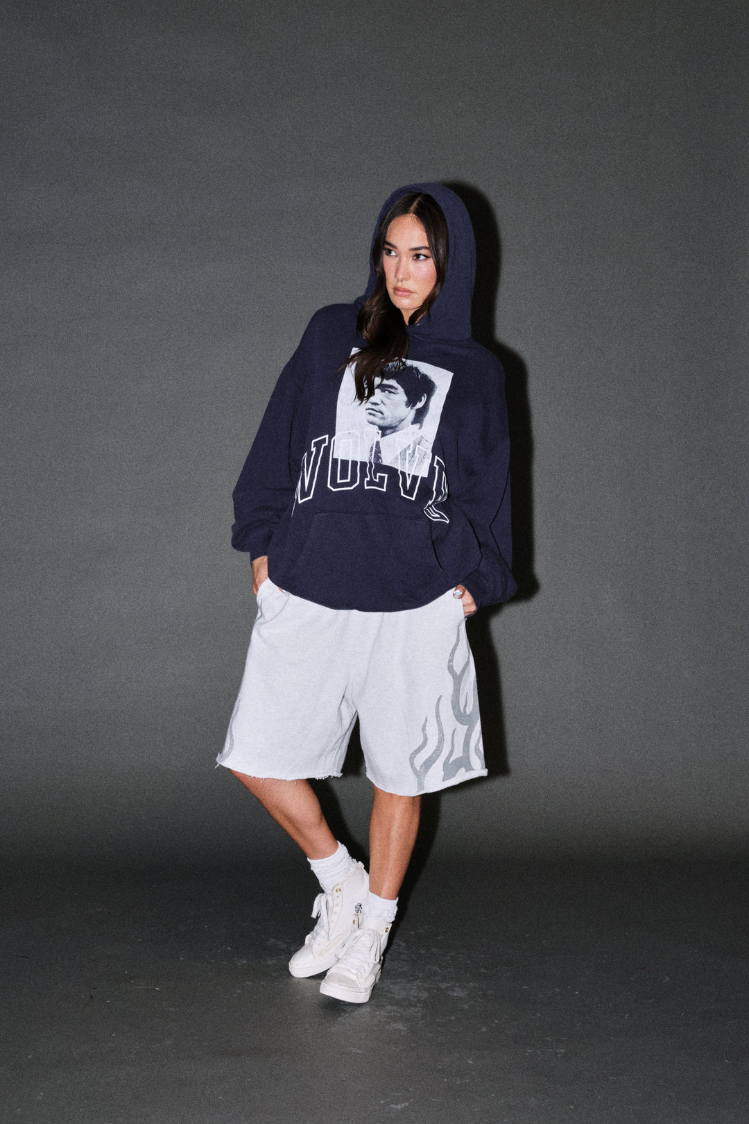 Bruce Lee Forever Pierce Hoodie in Navy