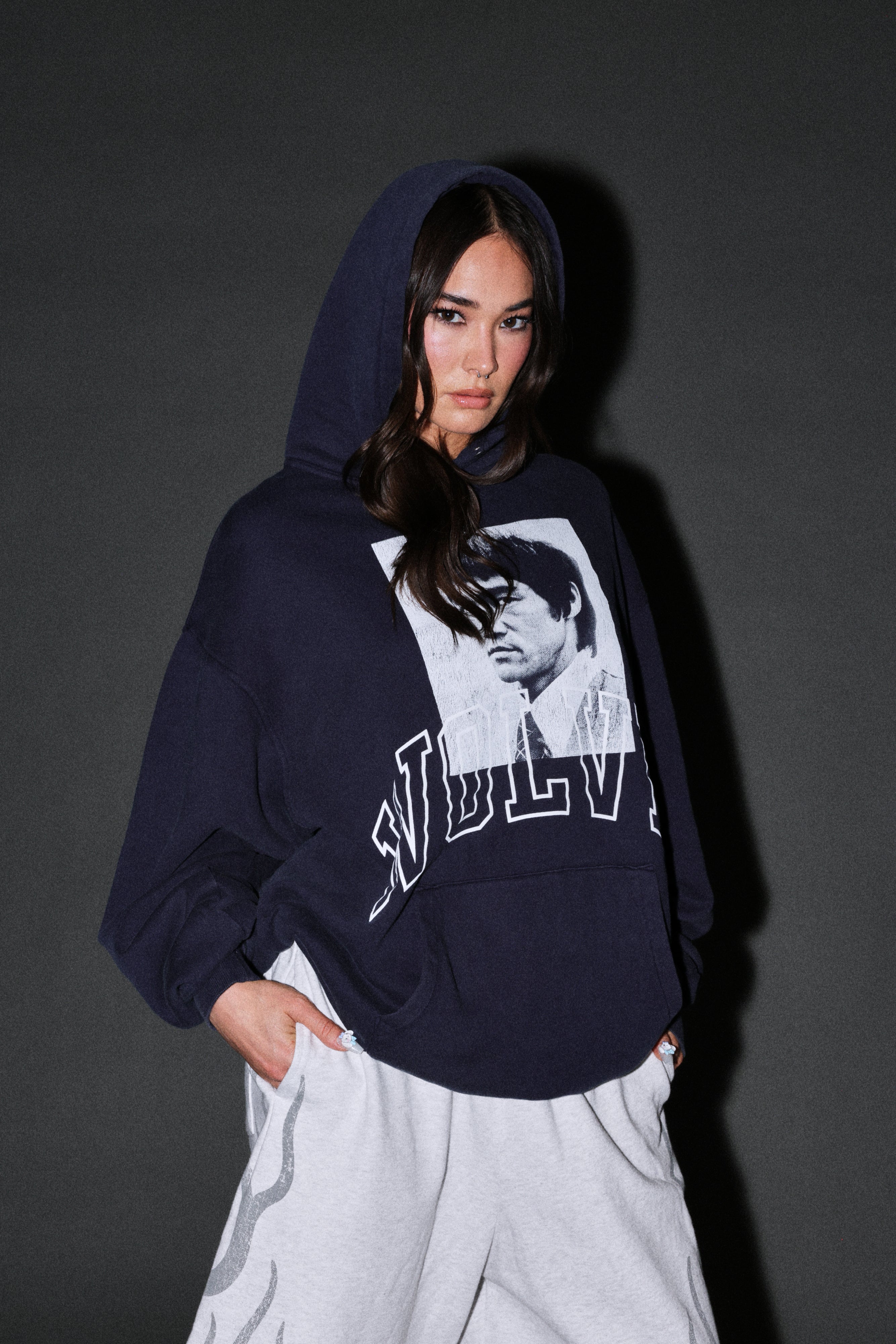 Bruce Lee Forever Pierce Hoodie in Navy