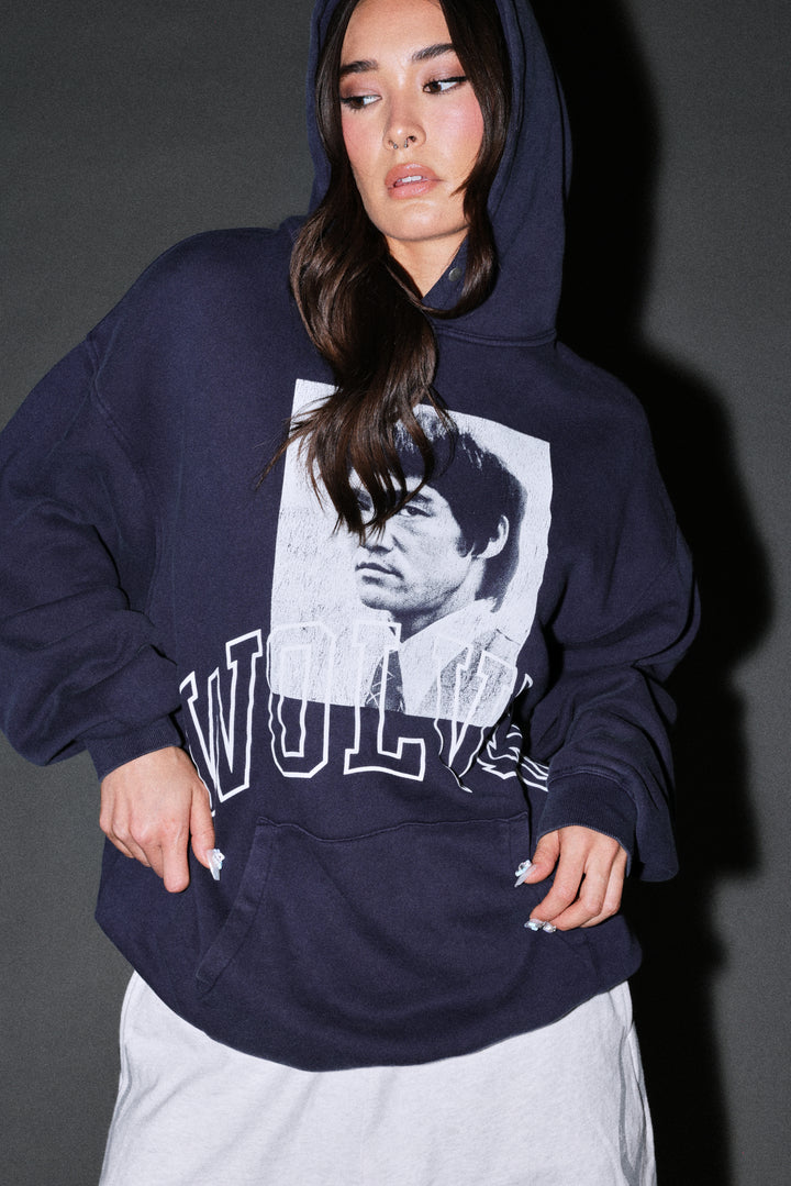 Bruce Lee Forever Pierce Hoodie in Navy