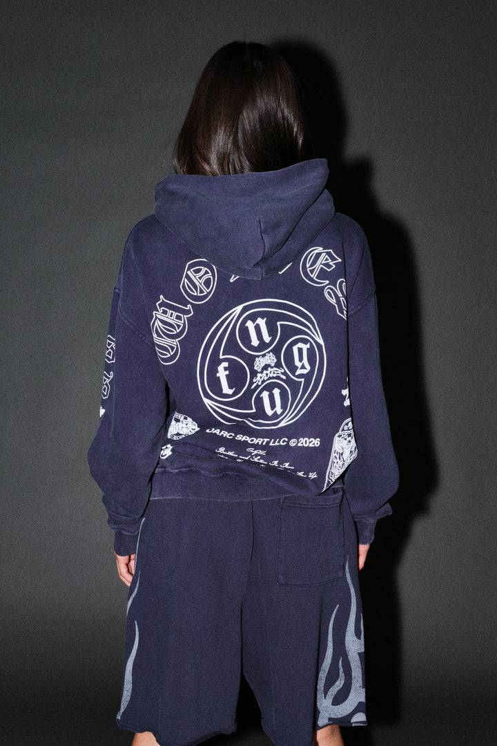 Kazoku Okami Bishop Hoodie in Navy