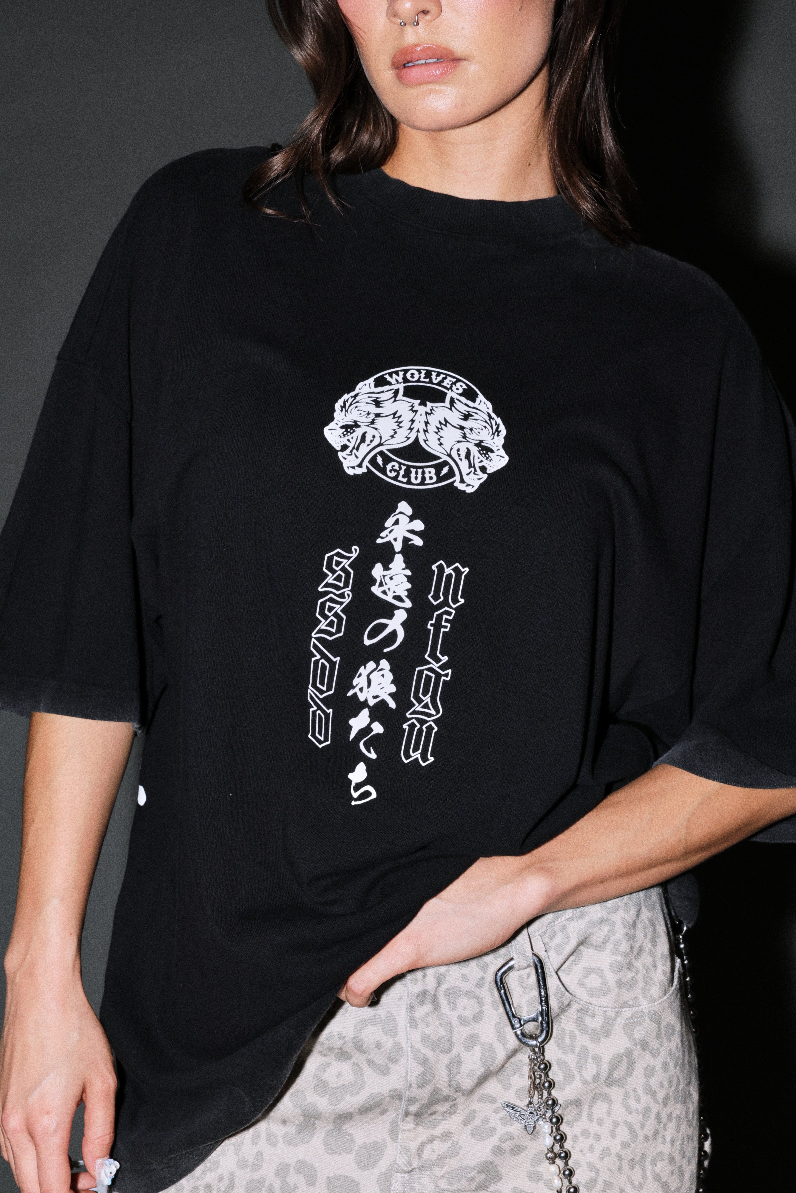Kazoku Okami Premium Oversized Tee in Black