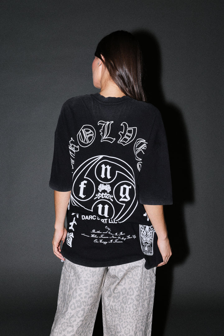 Kazoku Okami Premium Oversized Tee in Black