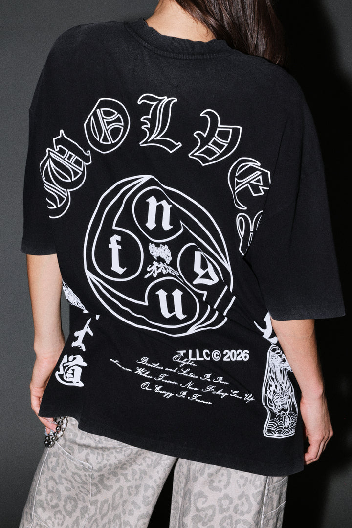 Kazoku Okami Premium Oversized Tee in Black