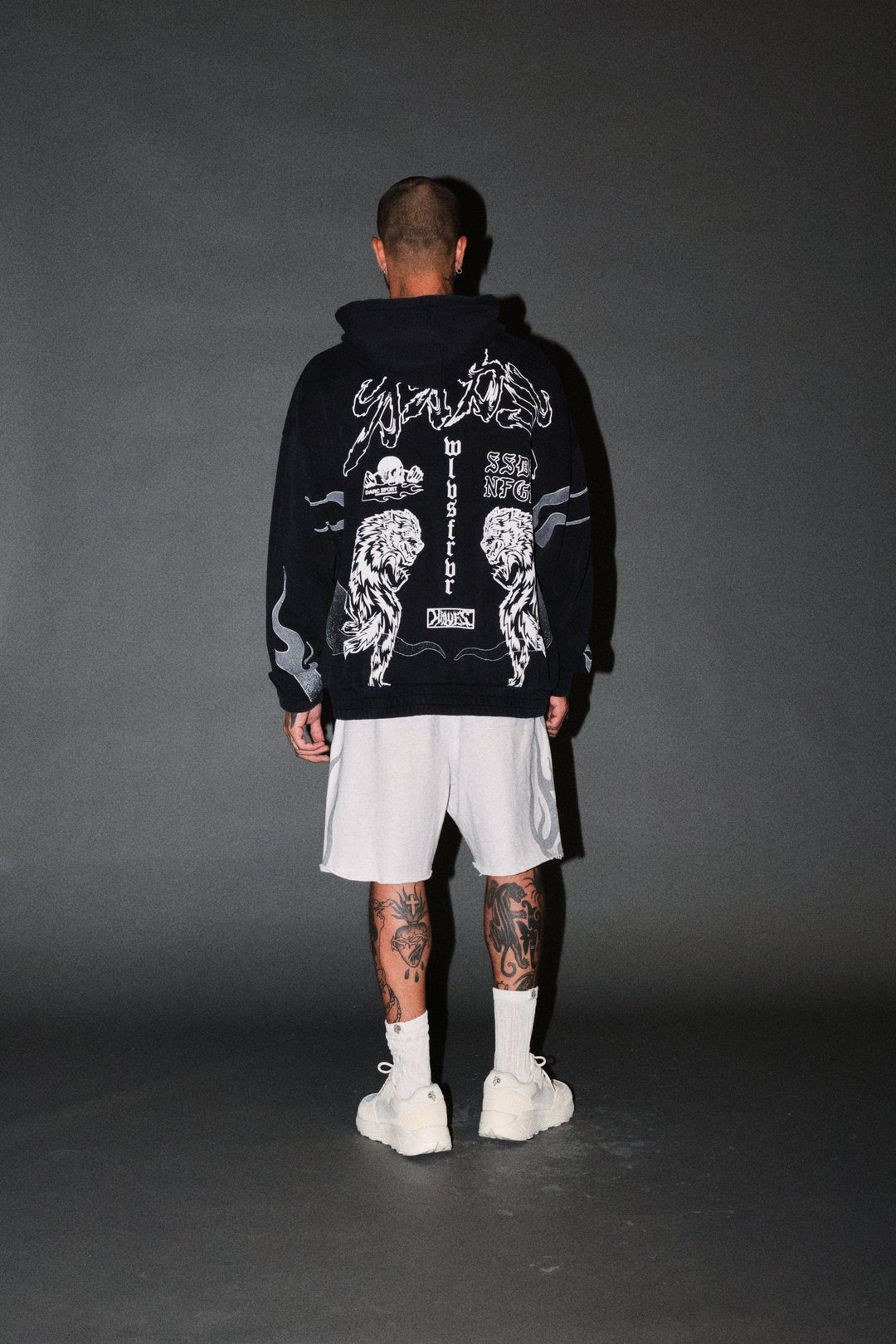 Fight Or Flight Grunge Oversized Raw Hem Post Lounge Sweat Shorts in Super Light Athletic Gray