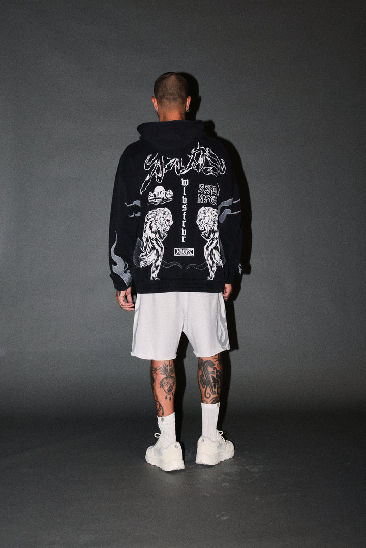 Fight Or Flight Grunge Oversized Raw Hem Post Lounge Sweat Shorts in Super Light Athletic Gray
