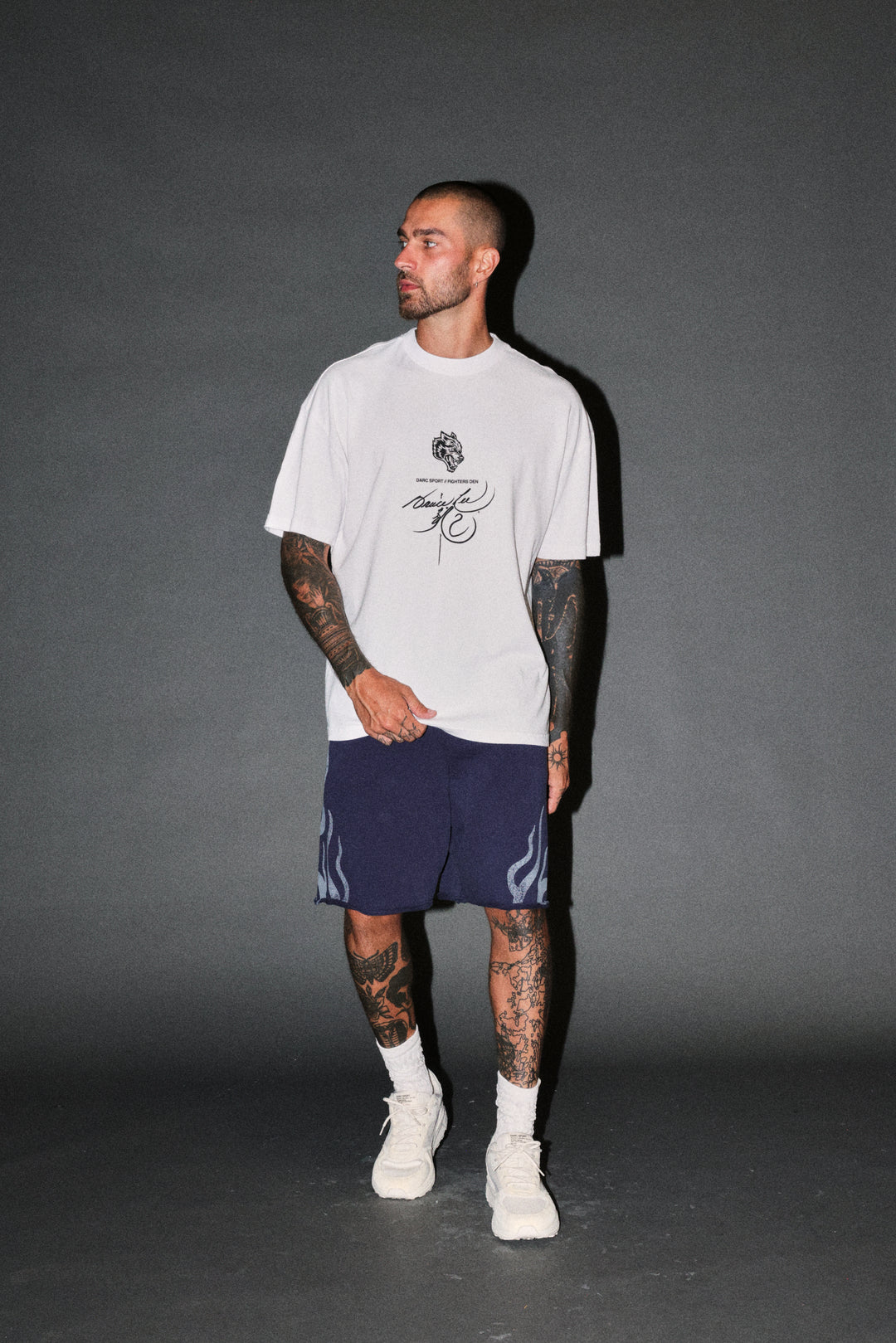 Bruce Lee Flame Premium Oversized Tee in White