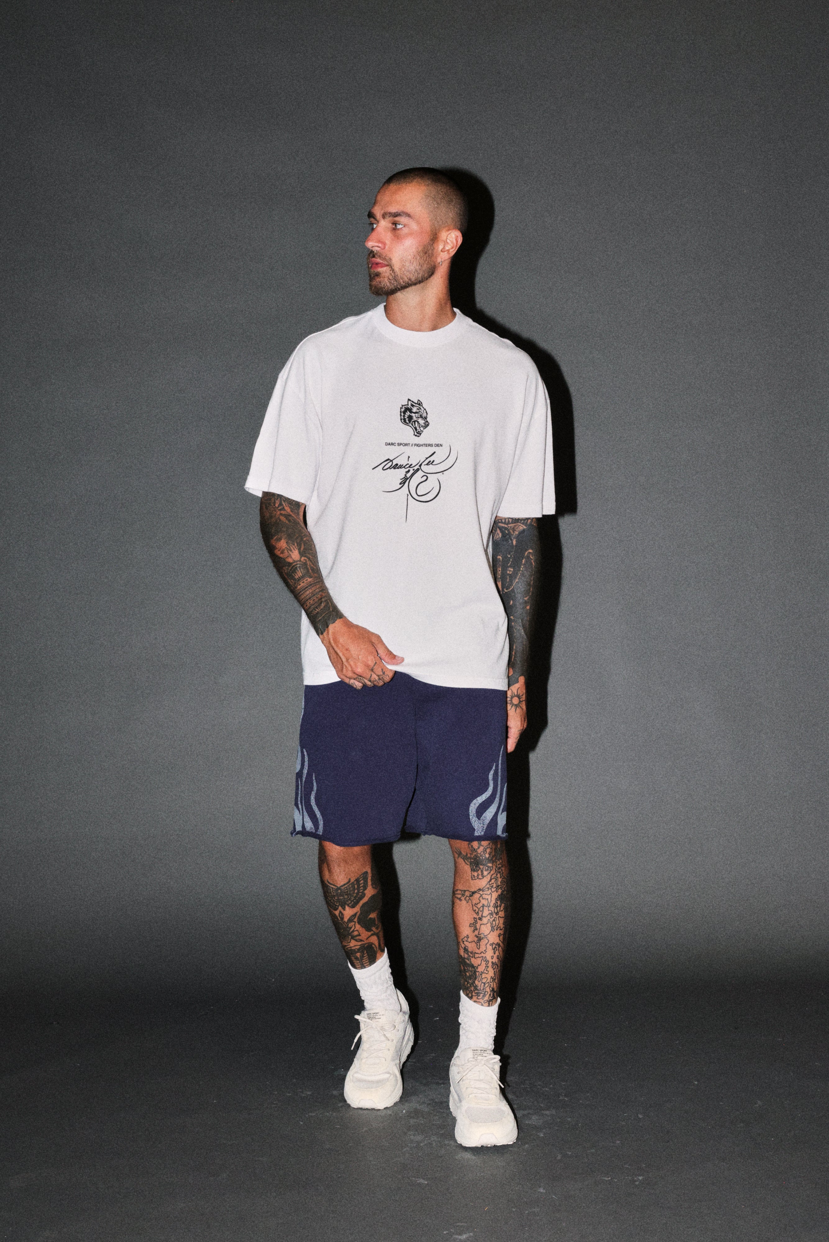 Bruce Lee Flame Premium Oversized Tee in White