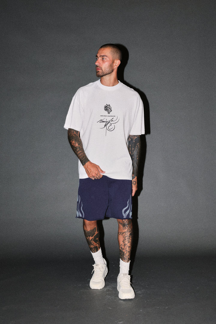 Bruce Lee Flame Premium Oversized Tee in White