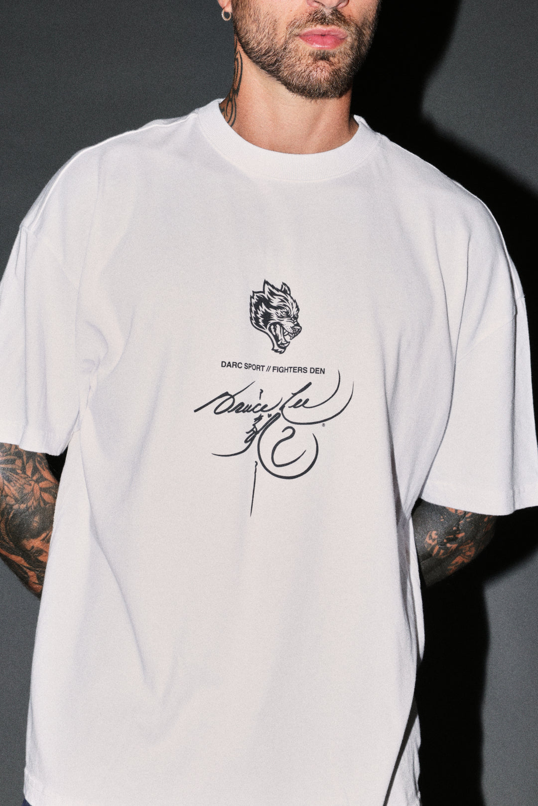 Bruce Lee Flame Premium Oversized Tee in White