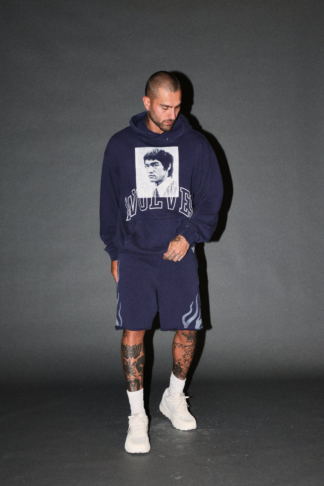Bruce Lee Forever Pierce Hoodie in Navy