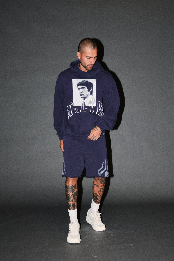 Bruce Lee Forever Pierce Hoodie in Navy