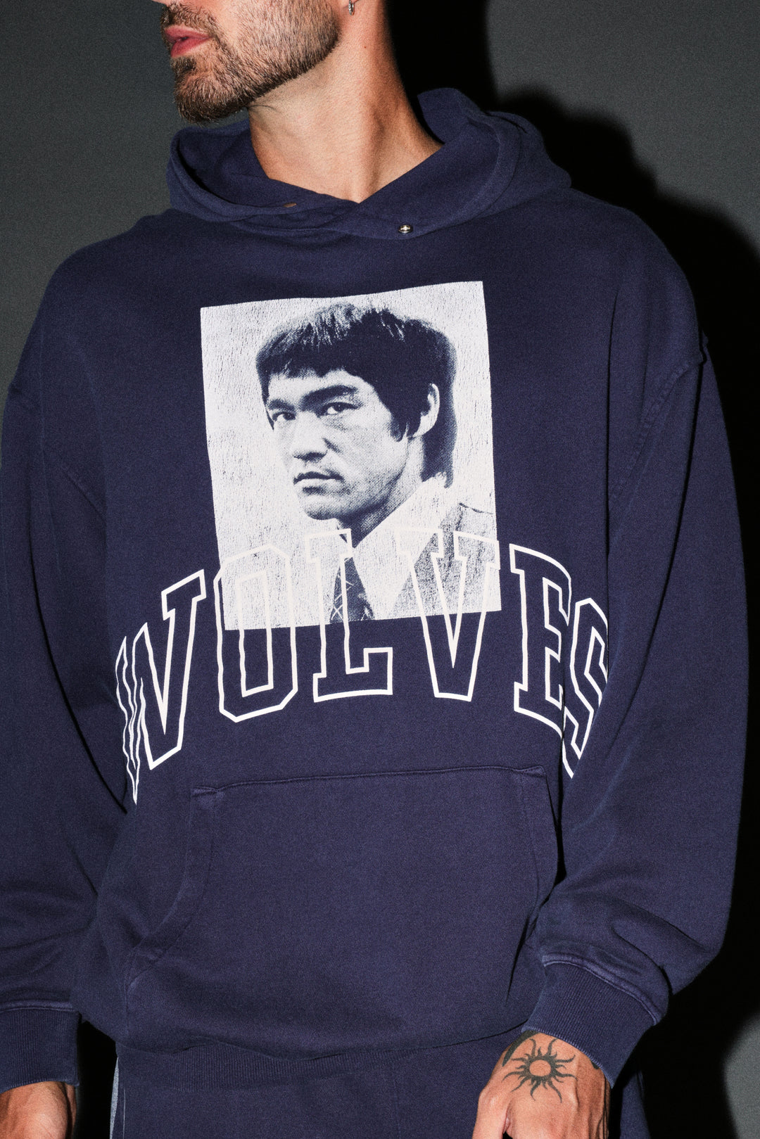 Bruce Lee Forever Pierce Hoodie in Navy