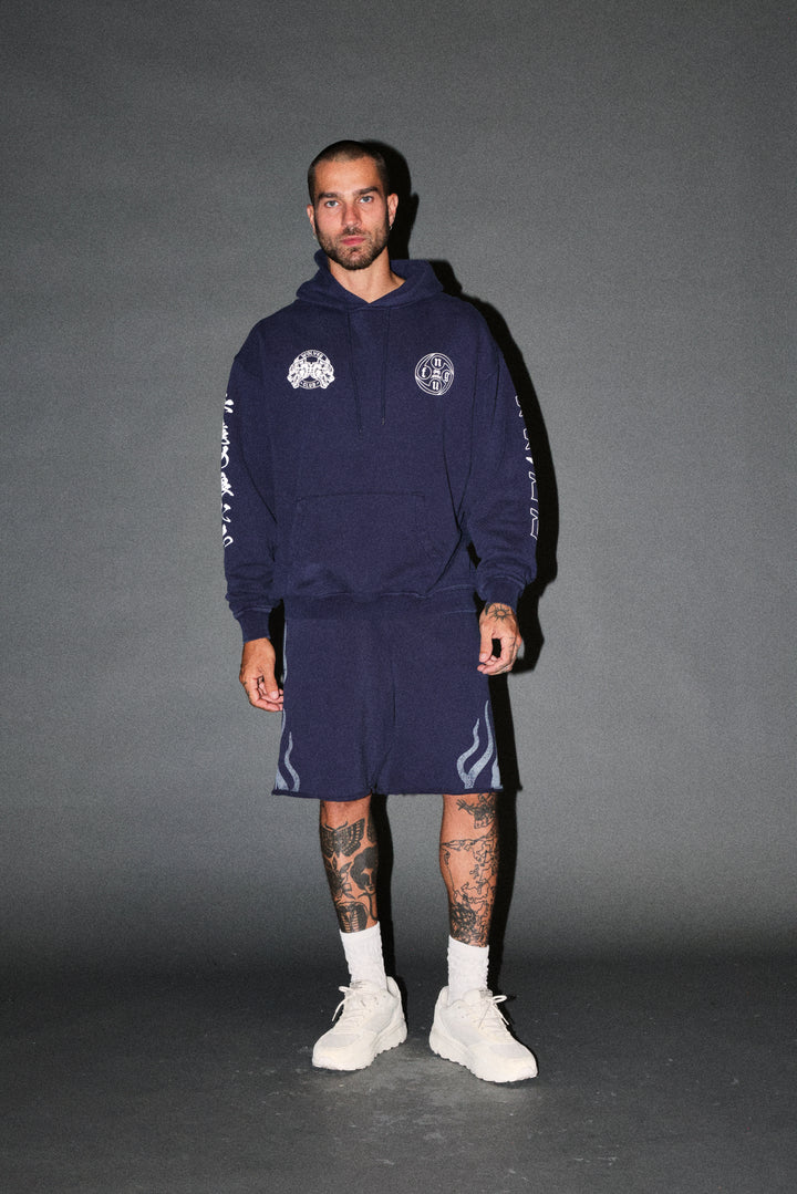 Kazoku Okami Bishop Hoodie in Navy