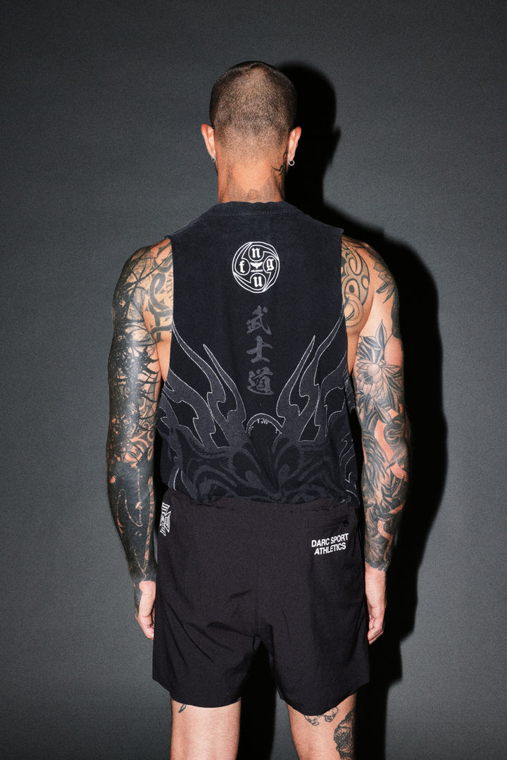 Half Mask Tommy Muscle Tee in Black