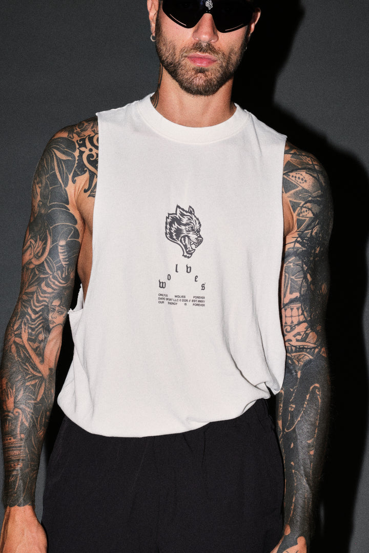 Half Mask Tommy Muscle Tee in Cream