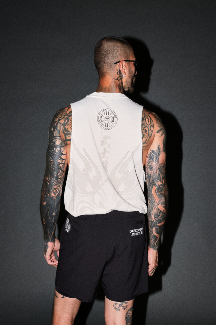 Half Mask Tommy Muscle Tee in Cream