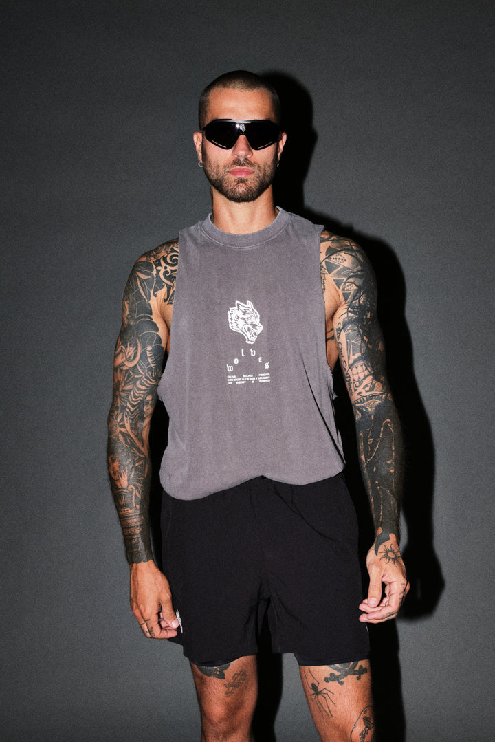 Half Mask Tommy Muscle Tee in Slate Gray