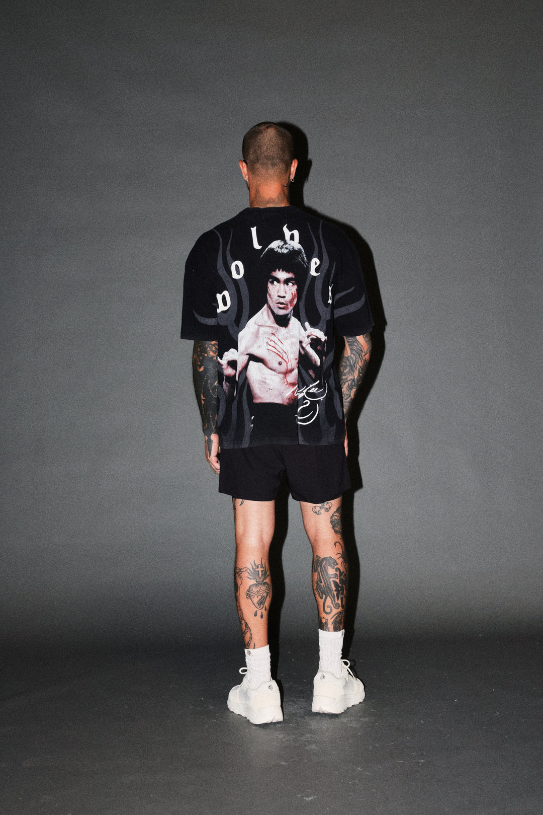 Bruce Lee Flame Premium Oversized Tee in Black