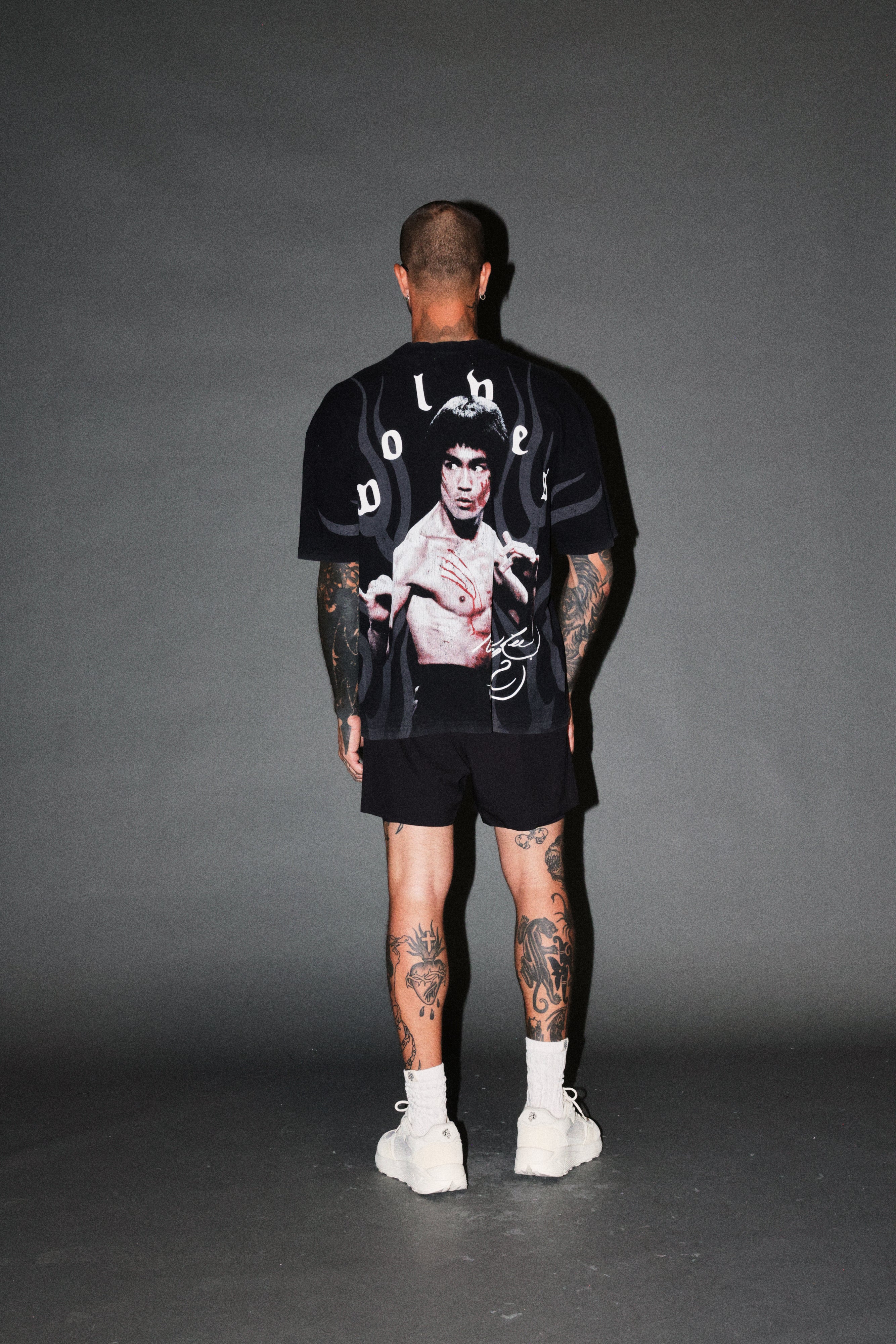 Bruce Lee Flame Premium Oversized Tee in Black