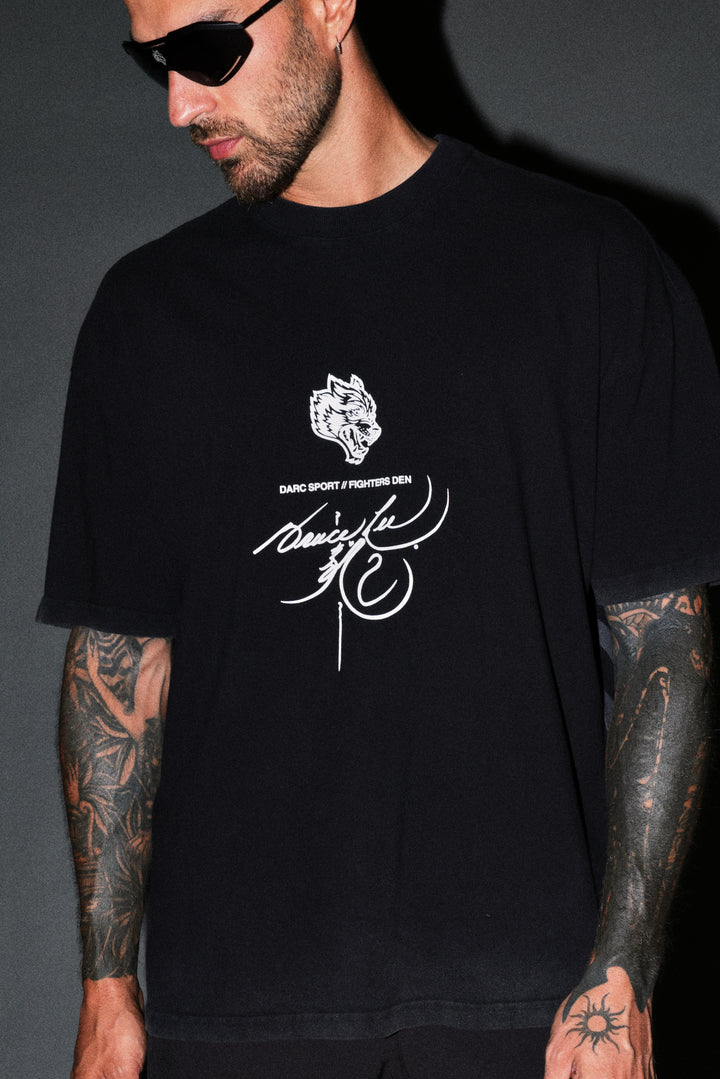 Bruce Lee Flame Premium Oversized Tee in Black